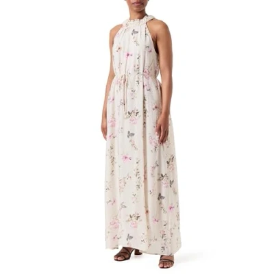 Image of ONLY Women&#039;s Onllucca Halterneck Maxi Dress Cs Ptm, Pumice Stone/AOP:OCC. Romantic Garden, M