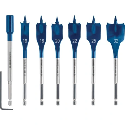 Image of Bosch 7x EXPERT Self Cut Speed Spade Drill Bit Set (for Softwood, Particleboard, Ø 16 32 mm, Professional Accessory Rotary Drill/Drivers)