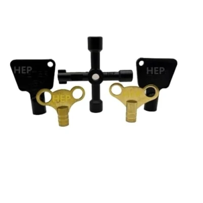 Image of hep® Pack of 5 Key Assortment, 2 Brass Radiator Gas Meter Box Triangular 4 Ways Multi Functional Utility