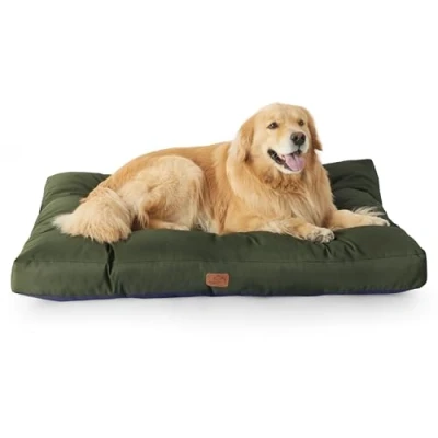 Image of Bedsure Waterproof Dog Bed Extra Large Washable Giant Mattress with Oxford Fabric, Water Resistant Flat Pillow for XL Crate, Green, 111x89x10cm