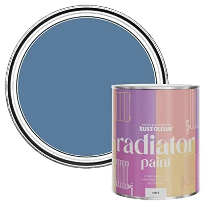Image of Rust Oleum Blue Heat Resistant Radiator Paint in Matt Finish Cornflower 750ml (SHDRCT1130)
