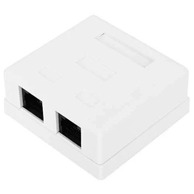 Image of RJ45 8P8C Cat 6 Dual Port Networks Connector Surface Mounted Desktop Information Junction Box with Flexible Corner for Engineering Integrated Wiring