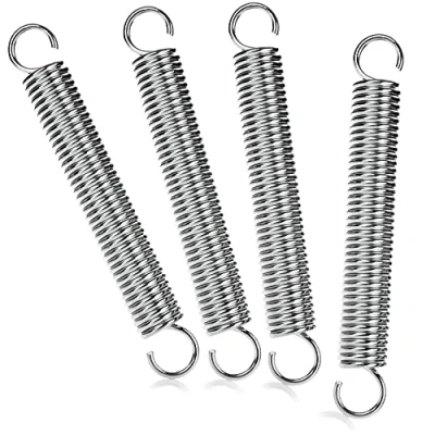 Image of com four® 4x tension springs with double hooks spring for tent, awning, caravan fastening accessories sun sail steel (4 pieces spring)