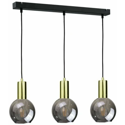 Image of Supra Bar Pendant Ceiling Light Black, Gold, 60cm, 3x E27