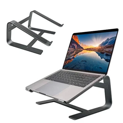 Image of Macally Macbook Stand Laptop for Desk Computer (Universal 10&quot; 17.3&quot;) Premium Aluminum Stylish and Sturdy Riser Holder Works with Pro/Air, Notebook, Chrome