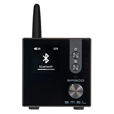 Image of S.M.S.L SA300 HiFi Digital Amplifier, Infineon&#039;s MA12070 Chip 80W x 2 Class D Power Amp, RCA USB Bluetooth 5.0 APTX Input, Multiple EQ Modes with Remote Control (Black)