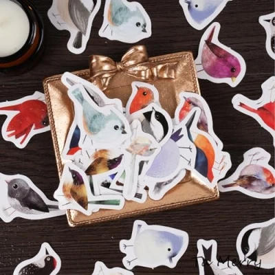 Image of Ta Merry Kawaii Scrapbook Accessories Scrapbooking Supplies,46Pcs Cute Sparrow Stickers Aesthetic for Adults,Journaling Supplies Scrapbooking,Card Making(Sparrows Chirping