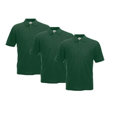 Image of Fruit of the Loom Men&#039;s 63 402 0 Polo Shirt, Bottle Green, 3XL (Pack 3)