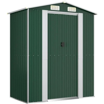 Image of vidaXL Garden Shed Green 192x108x223 cm Galvanised Steel