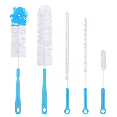 Image of Qisan 5Pcs Bottle Cleaning Brush Set Multipurpose Brushes Long Water Cleaners Blue