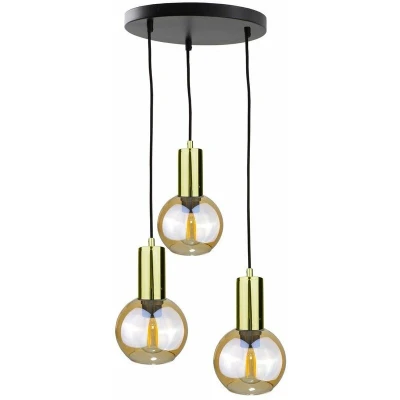 Image of Jantar Cluster Pendant Ceiling Light Gold, 30cm, 3x E27