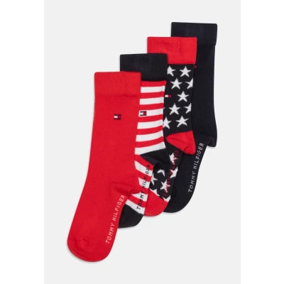 Image of Tommy Hilfiger KIDS Stars Stripes Unisex 4 PACK Socks for kids, Size: 6K 8.5K, Red/blue