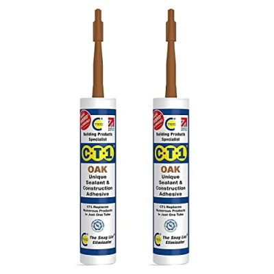 Image of CT1 Building Sealant &amp; Adhesive Snag Tube for Virtually Any Material (Oak Twin Pack)