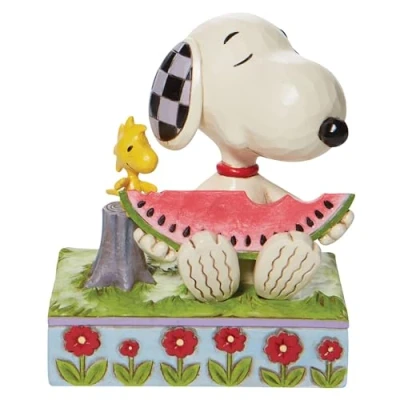 Image of Enesco A Summer Snack (Snoopy and Woodstock eating Watermelon Figurine) Peanuts by Jim Shore