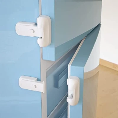 Image of SAFELON 2 Pcs Baby Safety Fridge Lock, Child Proof Refrigerator Freezer Door Toddler Kid Latch Catch Lock (White)