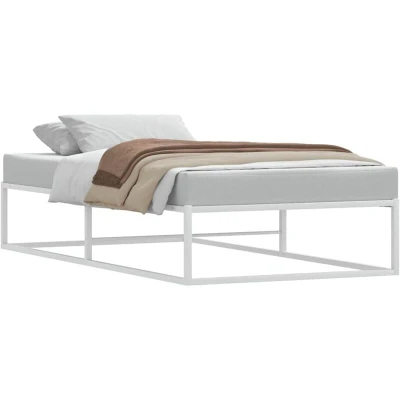 Image of vidaXL white metal bed frame 90x200cm modern single bedroom