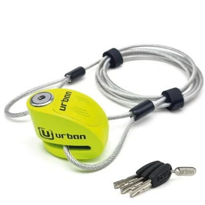 Image of URBAN UR906X5L Hi Tech Alarm Disc Lock and Security Extension Cable Motorcycle, 120db ON/Off, Waterproof Replaceable Module, Antitheft Brake Universal Motorbike, Bicycles, Ebike, Scooter