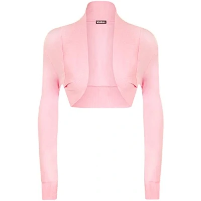 Image of WearAll Ladies Shrug Long Sleeved Bolero Top Womens Pink 12/14