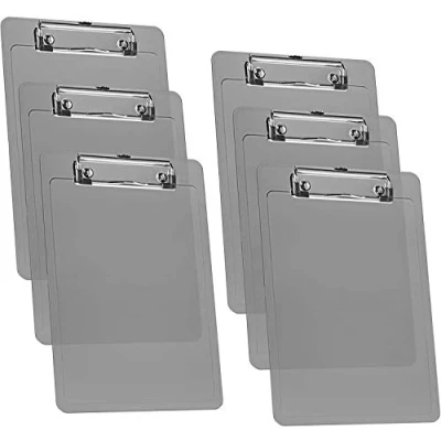 Image of Acrimet Clipboard Memo Size A5 (23,5 cm x 16 cm) Low Profile Clip (Plastic) (Smoke Color) (6 Pack)