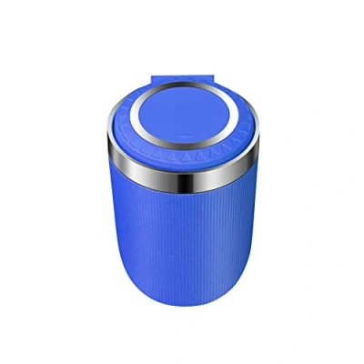 Image of Portable Ashtrays for Cigarettes, Detachable Car Ashtray with Lid Smokeless Auto Cup Holder LED Light Multifunctional Smell Proof Trash Can Home Office Travel, Blue