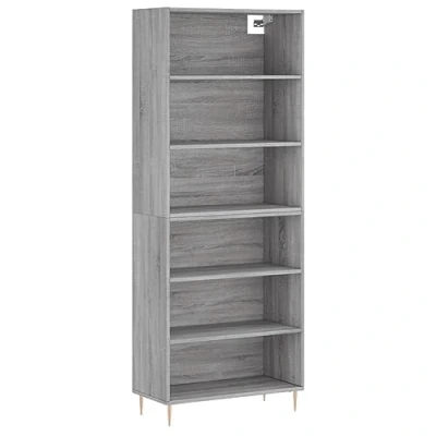 Image of vidaXL Highboard, Concrete Grey, Engineered Wood, Stylish Metal Legs, Ample Storage Space, Modern Design, 69.5x32.5x180 cm for Living Room or Bedroom