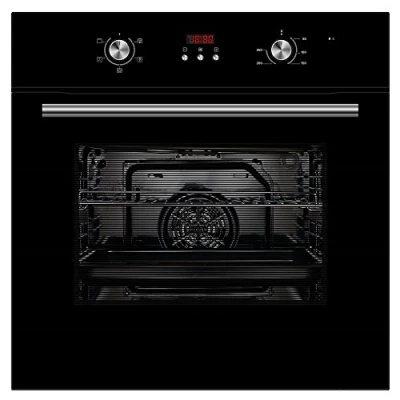 Image of Cookology COF605BK 60cm 65 Litre Capacity, Installed Built in Electric Fan Oven, Integrated Single Oven with Mechanical Dial Timer and Grill Black