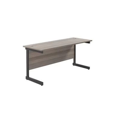 Image of Jemini Rectangular Single Upright Cantilever Desk 1600x600x730mm Grey Oak/Black KF810827