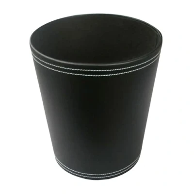 Image of ausuky Classic Leather Trash Cans Waste Paper Basket, Storage Bin for Bathroom, Kitchen