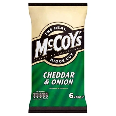 Image of McCoy&#039;s Ridge Cut Crisps Cheddar &amp; Onion (6x30g) Pack of 2