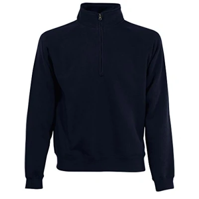 Image of Fruit of the Loom Men&#039;s Zip Neck Sweat Sweatshirt, Blue (Deep Navy 202), Medium