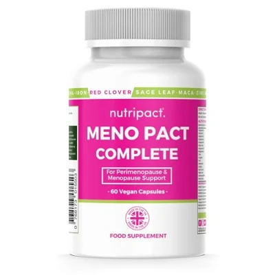 Image of Meno Pact Complete 17 Active Ingredients Red Clover, Sage Extract, Ashwagandha, Maca, Vitamins &amp; Minerals Daily Support Formulated by Women’s Health Experts 60 Vegan Capsules Nutripact