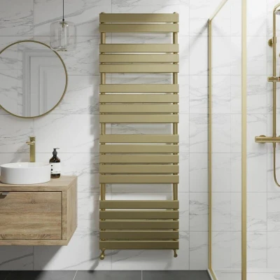 Image of DuraTherm Flat Panel Heated Towel Radiator Brushed Brass 1800 x 600mm