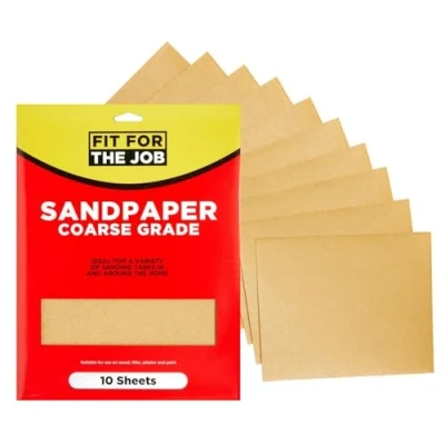 Image of Fit For The Job 10 Large A4 Size Sheets Coarse Grade Sandpaper Sanding Wood, Furniture, Metal, Plaster Home Improvement, Decorating &amp; More, 11x9 inch (230x280mm) 11&quot; x 9&quot;