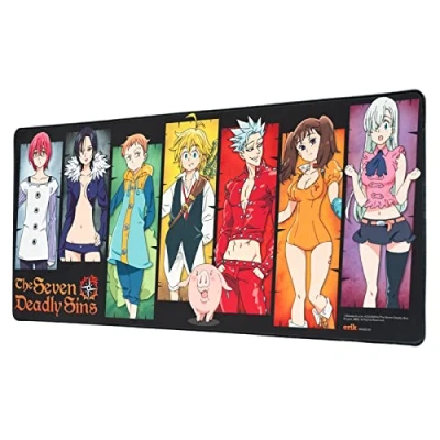 Image of Grupo Erik Seven Deadly Sins XXL Mouse Mat Desk Pad 31.5 Inch X 13.78 Non Slip Rubber Base Pad, Gaming Keyboard Manga