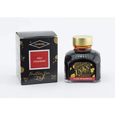 Image of Diamine 80ml Wild Strawberry fountain pen ink bottle