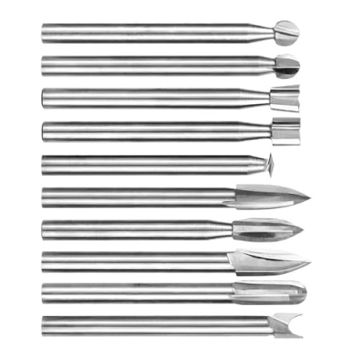 Image of 10Pcs Wood Carving Drill Bit Set For Rotary Tool Burr Router Bits Woodworking Engraving Drilling