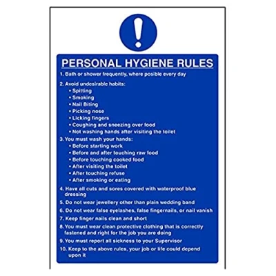 Image of V Safety Personal Hygiene Rules Sign 200mm x 300mm Self Adhesive Vinyl