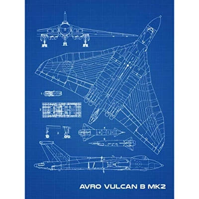 Image of Artery8 Avro Vulcan Strategic Bomber Aircraft Blueprint Plan Extra Large XL Wall Art Poster Print