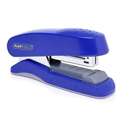 Image of Rapesco 1143 Flat Clinch Half Strip Stapler, 25 Sheet Capacity, Blue
