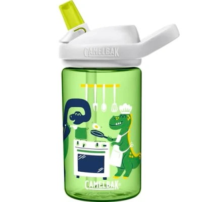 Image of CAMELBAK Eddy+ Kids Everyday Water Bottle Strong Drop proof Design BPA Free Leak Dishwasher Safe 400ml, Chef Dino