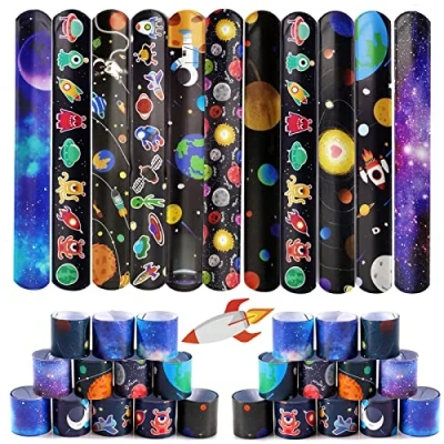 Image of Acuiwer Slap Bracelet 30 PCS Space Wrist Bands Bulk for Kids Party Bag Fillers Supplies Flavors Gift Girls Boys Birthday Christmas (Space 1)