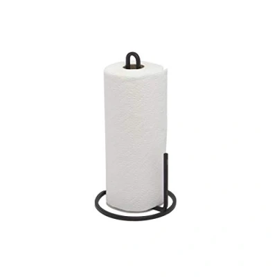 Image of Umbra Squire Stand up Paper Towel Holder for Kitchen or Bathroom, Bent Metal Wire Looks Like Cast Iron, Black
