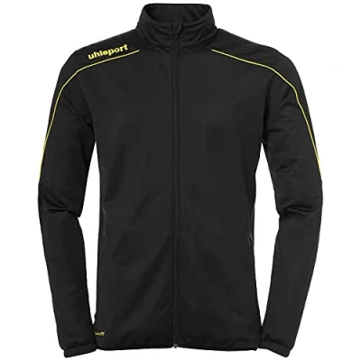 Image of Uhlsport Football Stream 22 Classic Jacket Men, Black/Lime Yellow, Smartbreathe Pique Brushed Outdoor Sports, Size XXL