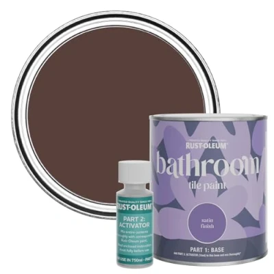 Image of Rust Oleum Red Water Resistant Bathroom Tile Paint In Satin Valentina 750Ml