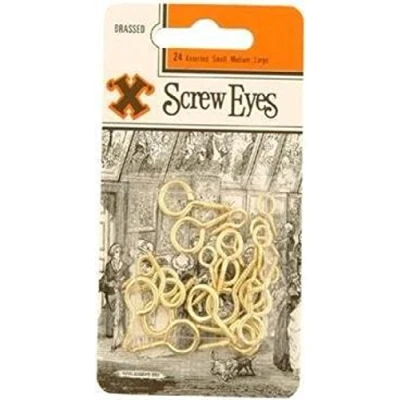 Image of X Assorted Screw Eyes Brass Plated 24 Pack Blister 12842