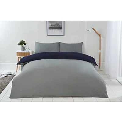Image of Emma Barclay Lyla Reversible Duvet Set in Navy/Grey Single