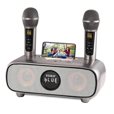 Image of Karaoke Machine for Adults and Kids,Bluetooth PA System with 2 Wireless Microphone,Speaker Mobile Phone holder/USB/TF Card/AUX In,for Home Party,Meeting,Church, Picnic,Outdoor/Indoor