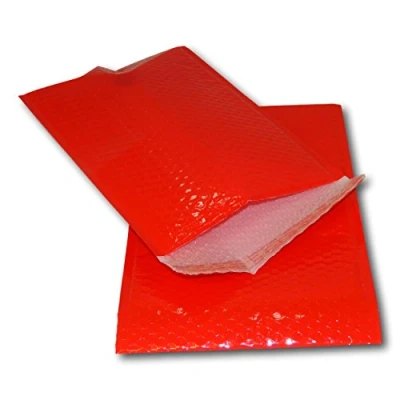 Image of EPOSGEAR 5 Pack Red Poly Polyethylene Gloss Bubble Padded Mailing Postage Gift Envelope Mailer Bags Quick and Easy Alternative to Wrap (A4/C4 (340mm x 240mm))