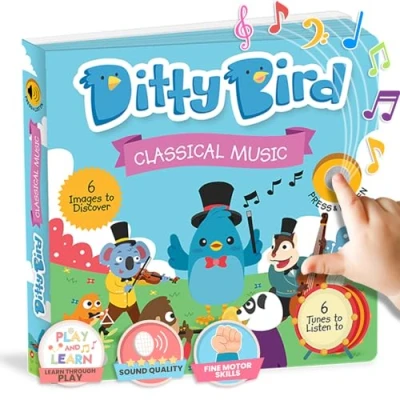 Image of DITTY BIRD Musical Books For Toddlers Fun Classical Music &amp; Nursery Rhyme Book Mozart Children&#039;s Interactive Toddler 1 Year Old to 3 Olds Sturdy Baby Sound
