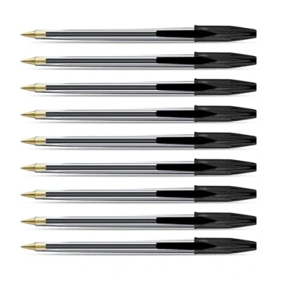 Image of G4GADGET Nice Style Pack of 25 Medium Tip Fluent Smooth Writing Black Biro Ballpoint Pens